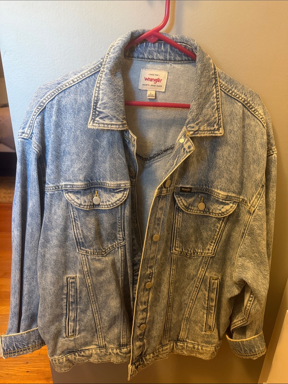 Wrangler Light Blue Acid-Wash Denim Shirt Jacket